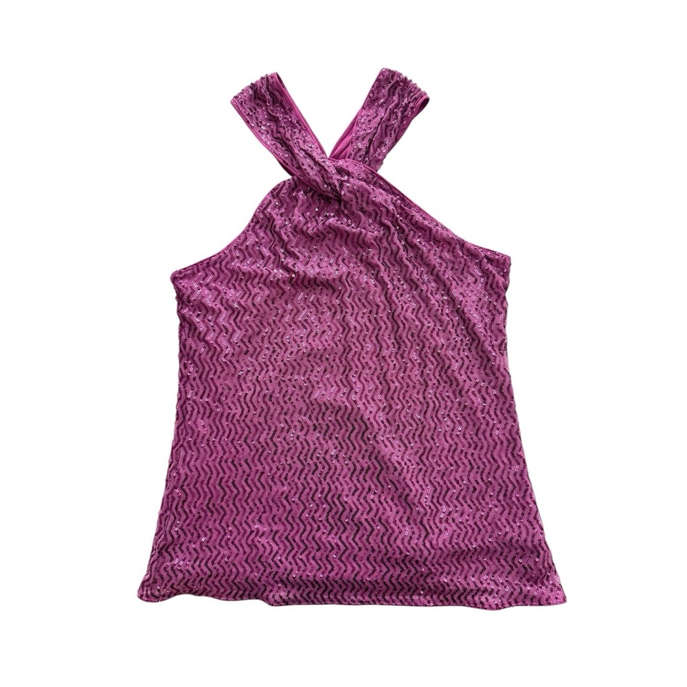 Grace Karin Purple Sequin Halter Top Womens Medium Party Glam Gala Formal Vegas